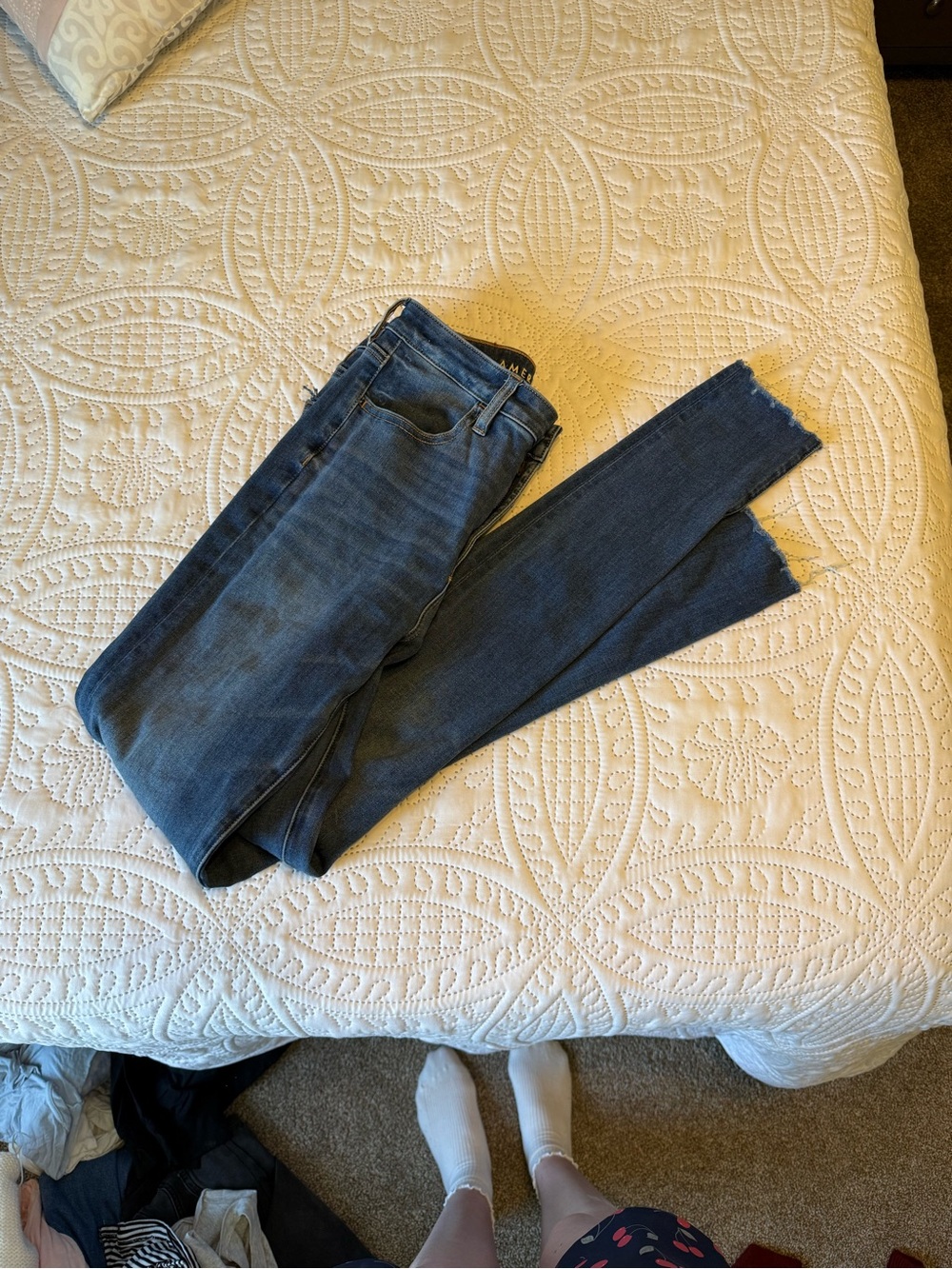 American Eagle Outfitters Women's Dark Blue Skinny Jeans 6 extra Long